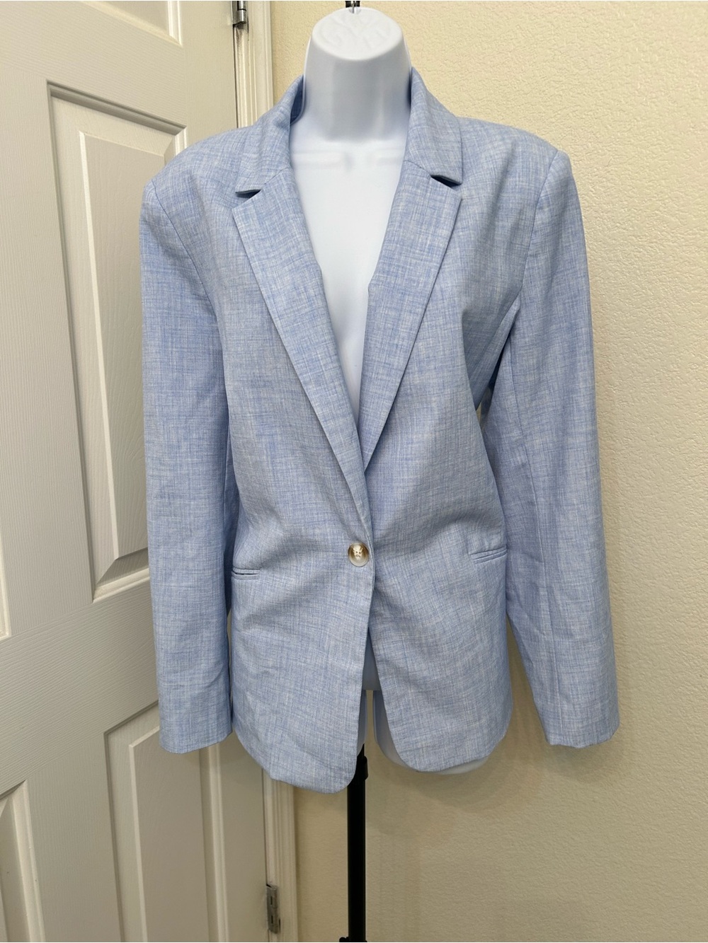 Light Blue Women's Single-Button Blazer